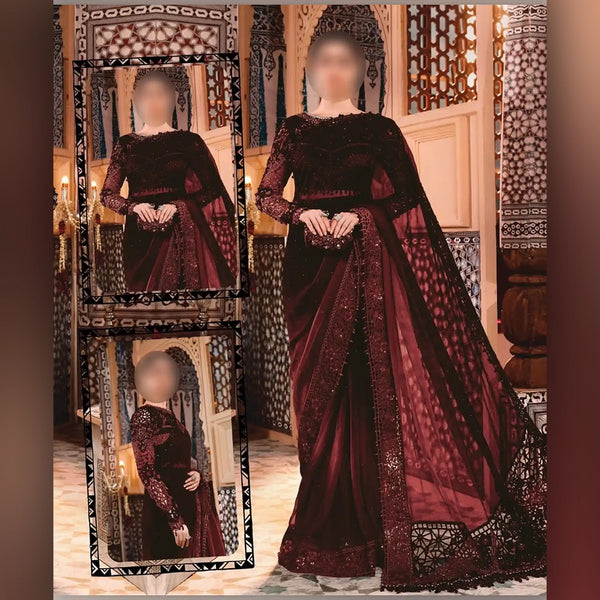 DN Maroon Saree